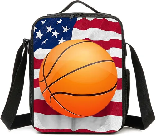 Vista 11 de CAIWEI Bolsa de almuerzo Galaxy con aislamiento para lonchera (baloncesto de torneado)