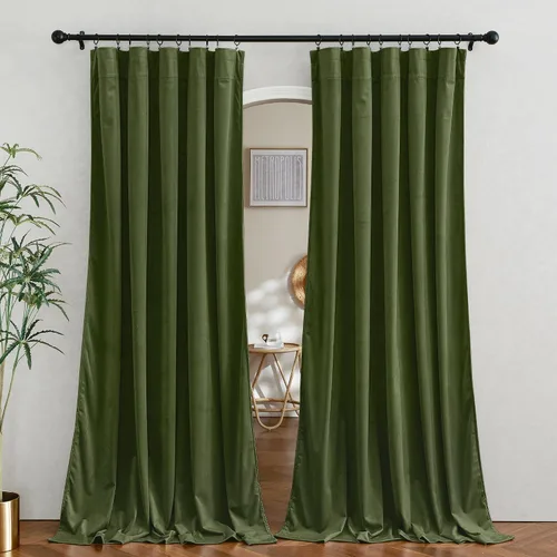 Vista 62 de RYB HOME Cortinas opacas de terciopelo para dormitorio, aislamiento térmico, privacidad, luz solar, bloqueo de calor, cortinas lujosas con bolsillo