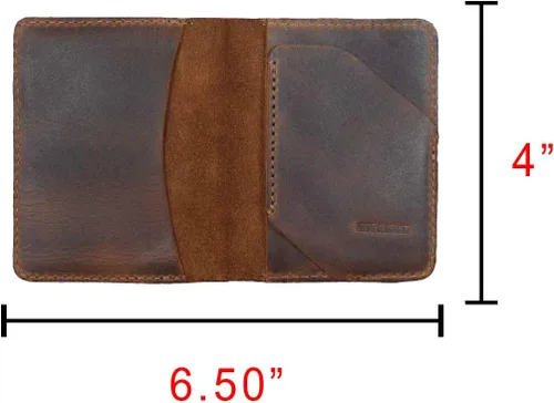 Vista 6 de Hide & Drink, Billetera plegable para tarjetas diagonal, hecha a mano de cuero de grano completo, almacenamiento compacto con clase, profesional