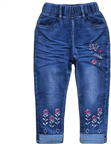 Vista 2 de Peacolate 18M-7T - Conjunto de ropa de pantalones para niñas grandes, 2 piezas, parte superior de algodón y jeans