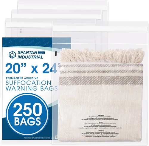 Vista 12 de Spartan Industrial - Bolsas de polietileno transparentes autosellantes de 10 x 12 pulgadas (1000 unidades) con advertencia de asfixia para embalaje