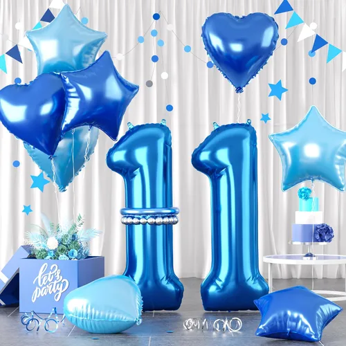 Vista 53 de Globos dorados de color champán con el número 11, globos de oro claro, globo de aluminio dorado con forma de corazón con estrella y globo largo