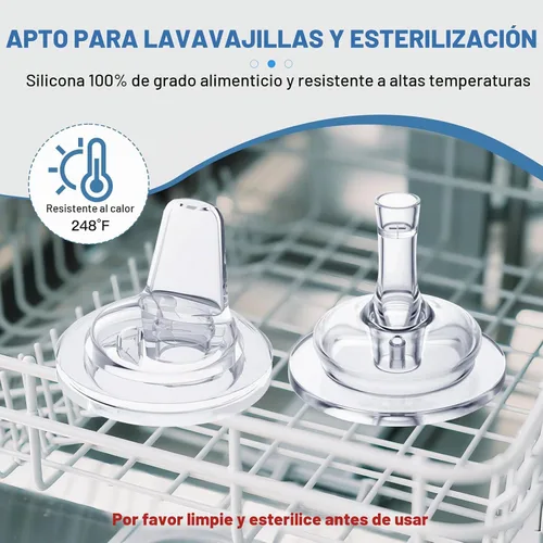 Vista 5 de Kit de conversión de vasos para beber con boquilla para biberones Lansinoh, tapa suave y bola pesada de transición con asas convertidor de 19.7 ft+