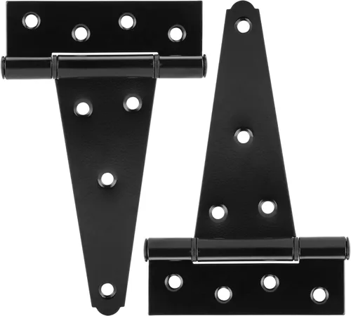 Vista 20 de Hillmaster Bisagras de puerta de cobertizo resistentes con correa en T de 4 pulgadas, bisagra en T negra para cercas de madera, persiana, ventana