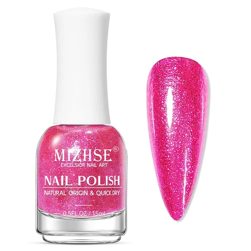 Vista 24 de MIZHSE Translucent Shimmering Nail Polish, Quick Dry Clear Glitter White brillo claro