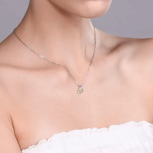 Vista 174 de Gem Stone King Collar con colgante solitario de plata de ley 925 de 0.236 in con piedra natal redonda Collar de 4 puntas para mujer Con cadena