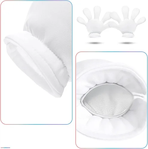 Vista 4 de Geyoga 2 pares de guantes grandes de disfraz de manos de dibujos animados, guantes de Halloween para fiestas, cumpleaños, juegos de rol, disfraces
