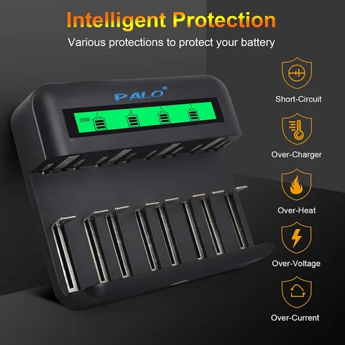 Vista 6 de Tenberly Cargador de batería universal AA AAA C D con 4 baterías recargables de tamaño C de 4000 mAh