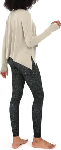 Vista 3 de ODODOS Camiseta corta de manga larga modal suave para mujer con agujero para el pulgar, atlético, gimnasio, entrenamiento, camisetas de yoga