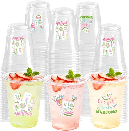 Vista 9 de 100 Piezas Vasos de Plástico Rosa Fiesta Vaquera Occidental 12 OZ Vasos Desechables Disco, Diseños de Sombrero Vaquero, Bota y Bola Disco