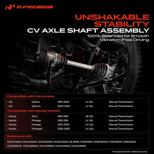 Vista 2 de A-Premium - Conjunto de eje CV delantero izquierdo del lado del conductor para Kia y Mazda Compatible con Sephia 1995-2000, MX-3 1992-1995
