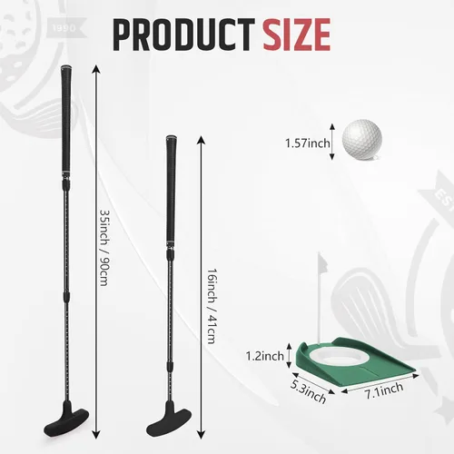 Vista 2 de MultiOutools Putters de golf para hombres y mujeres, paquete de 2 juegos de palos de golf ajustables con 6 bolas y 2 copas de bandera, mini putters