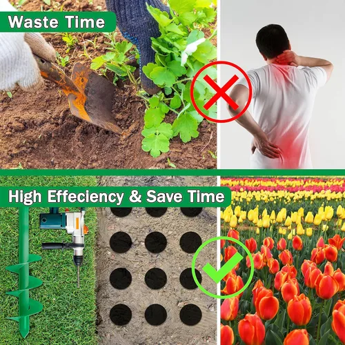 Vista 3 de Broca de taladro para plantar, taladro de tierra de jardín de 4 x 25 pulgadas, agujero en espiral para plantación rápida de plantas de semillero