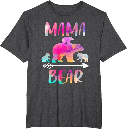 Vista 18 de Bear Matching Family Outfits, Funny Mama Bear Three Cubs T-Shirt Negro