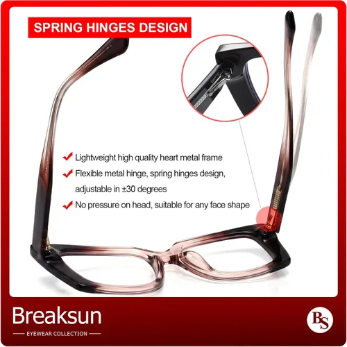 Vista 4 de Breaksun Gafas de luz azul cuadradas de moda para mujeres y hombres, gafas de computadora sin receta