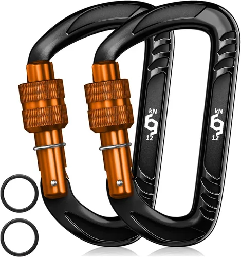Vista 11 de Rhino Produxs 12kN (2697 lbs) Heavy Duty Carabiner Clips Autolocking Negro