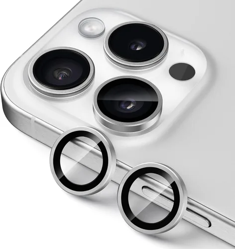 Vista 24 de UARMOR - Protector de lente de cámara compatible con iPhone 17, 16 y 16 Plus: vidrio templado 9H y cubierta de aluminio, transparente HD, kit