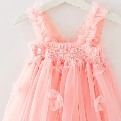 Vista 3 de Miipat Vestido de tul sin mangas para niñas pequeñas, vestido de tutú de mariposa floral para niñas pequeñas, vestidos de princesa para fiesta