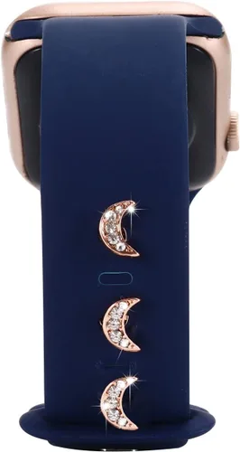 Vista 11 de 3 piezas de clavos decorativos de metal brillante compatibles con Apple Watch Band 45/44/42/41/40/38mm bandas de silicona para mujeres iWatch Series
