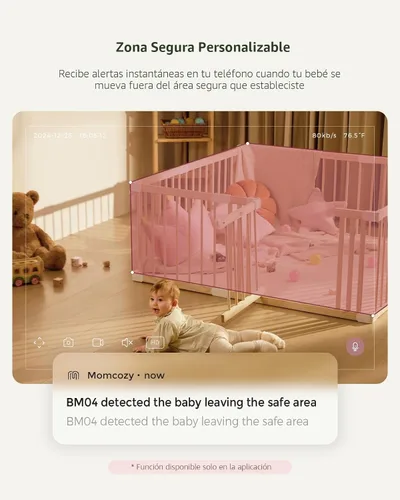 Vista 4 de Momcozy Monitor de bebé inteligente WiFi con cámara y audio, pantalla 1080P de 5 pulgadas con montaje en pared, detección de movimiento y llanto