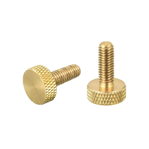 Vista 6 de uxcell 10 tornillos moleteados de latón, M3x8mm 0.453 in de longitud, perno de agarre plano, sujetadores para electrónicos, mecánicos