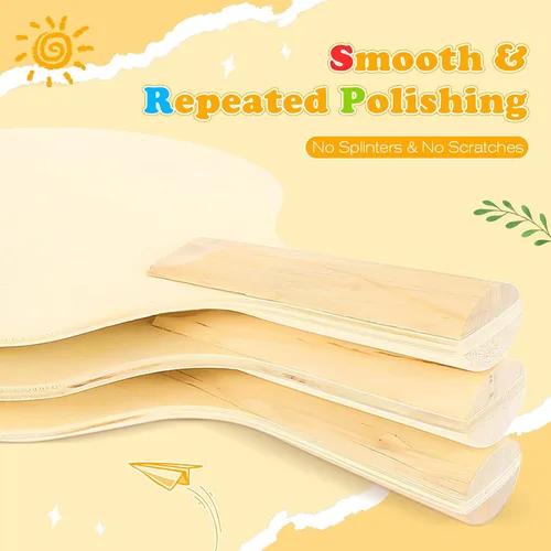 Vista 2 de Unfinished Wooden Ping Pong Paddles, 2 Pairs Unpainted Wood Table Tennis Paddles - Plain Wood Table Tennis Rackets for Indoor & Outdoor