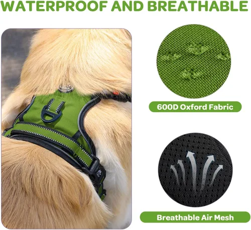 Vista 3 de FURRYFECTION Arnés a cuadros para perros pequeños, chaleco reflectante ajustable sin tirones para mascotas con clip frontal, correa, asa de fácil