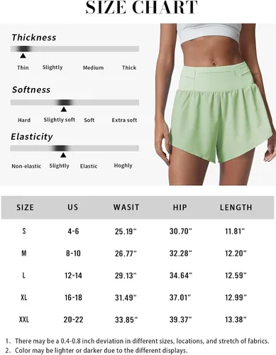 Vista 6 de FMEYOA Pantalones cortos para correr para mujer, de cintura alta, atléticos, gimnasio, yoga, pantalones cortos de entrenamiento forrados