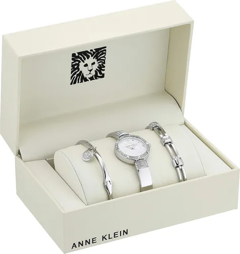 Vista 2 de Anne Klein Juego de reloj y pulsera con detalles de cristal prémium para mujer