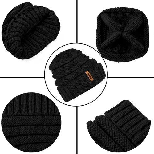Vista 3 de Aneco Conjunto de bufanda de punto cálido de invierno para hombres y mujeres, bufanda elástica suave