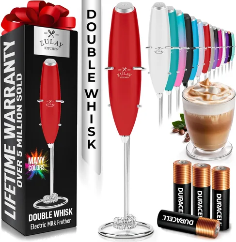 Vista 64 de Zulay Kitchen Potente varita espumadora de leche con 2 baterías Duracell – Mezclador de bebidas portátil ultrarrápido – Máquina de espuma eléctrica