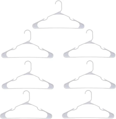 Vista 2 de ESSENTIALS Perchas de plástico blanco para adultos, 7 perchas por paquete
