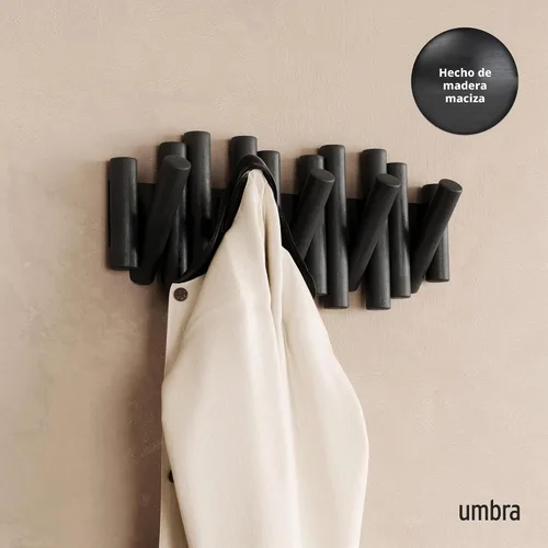 Vista 2 de Umbra Picket - Gancho en riel para entradas, 15 pulgadas de ancho x 6.5 pulgadas de alto x 1.75 pulgadas de profundidad, negro