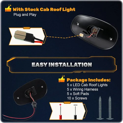 Vista 2 de POPMOTORZ Luces LED de marcador de techo de cabina, 5 piezas de luces de liquidación para Dodge Ram 2003-2018 1500 2500 3500 Pickup Trucks LED Cab
