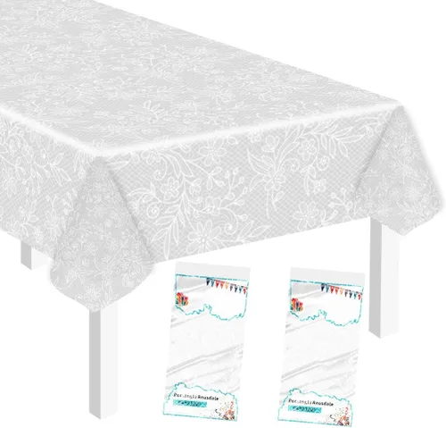 Vista 46 de SietDESEO - Paquete de 2 manteles a cuadros azul y blanco, 54 x 108 pulgadas, mantel premium desechable de plástico para picnic, diseño gingham