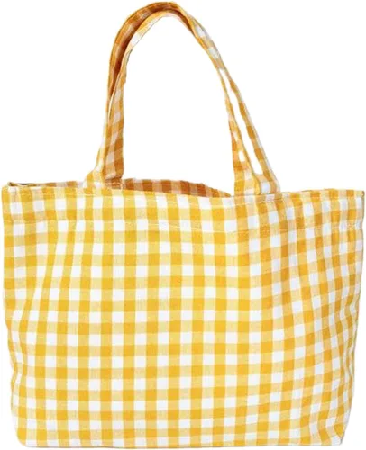 Vista 6 de Joyhey 1 bolsa de lona pequeña a cuadros, bolsa de compras para comestibles, bolsa de playa de 7.9 x 12.6 pulgadas