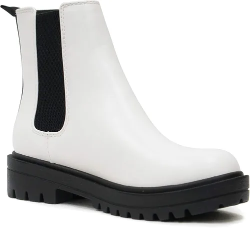 Vista 4 de Soda Pilot Botines Chelsea de tacón bajo para mujer, con doble elástico