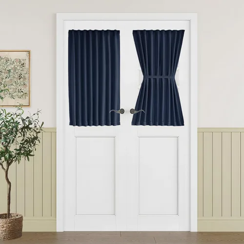 Vista 26 de Vatge Cortinas laterales autoadhesivas para puertas de cristal, sin taladro, extraíble, panel de filtrado de luz, 1 panel, 12 pulgadas de ancho x 60