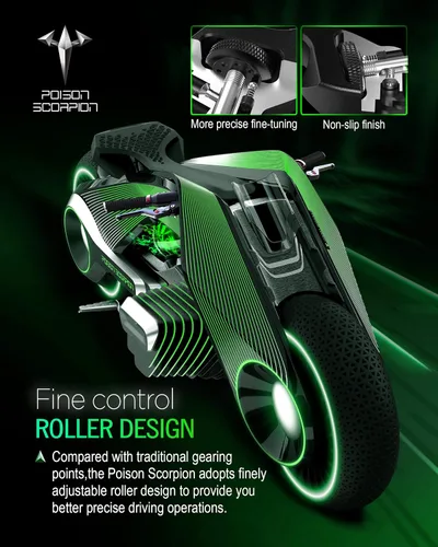 Vista 4 de POISON SCORPION Palancas de embrague de freno de motocicleta, rodillo negro de rueda corta ajustable izquierda derecha palanca compatible con ZX10R