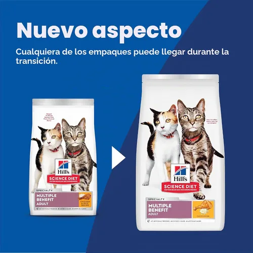 Vista 2 de Hill's Science Diet Alimento seco para gatos adultos de 1 a 6 beneficios múltiples # 1 recomendado por veterinarios, receta de pollo, 7 libras.
