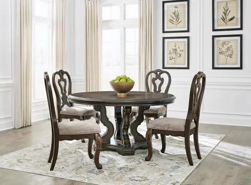 Vista 13 de Signature Design by Ashley Maylee Classic - Silla de comedor tapizada sin brazos, juego de 2, color marrón oscuro