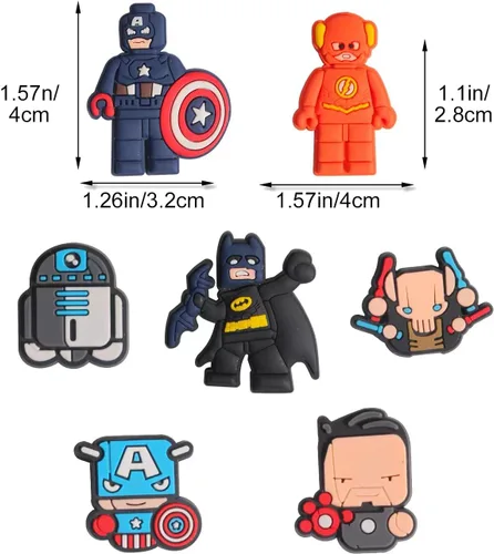 Vista 3 de 30 dijes de zapatos para niños, dijes de zapatos de héroe para zapatos y pulseras, regalos de fiesta, Metal no precioso., No es una piedra preciosa