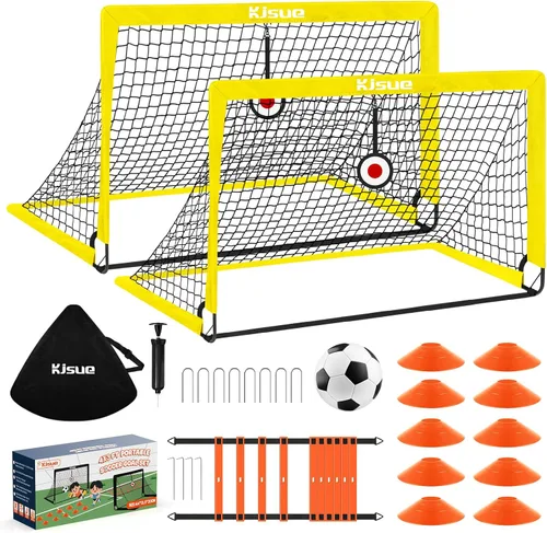 Vista 10 de Portería de fútbol, porterías de fútbol para niños para patio trasero, juego de 2, equipo de entrenamiento de red de fútbol de 4 x 3 pies, portería
