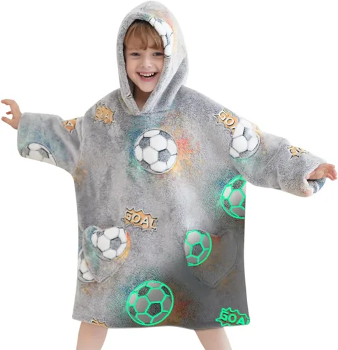 Vista 10 de Mewkou Manta con Capucha Portátil para Niños Sudadera con Capucha de Sherpa Extra Grande para Niños, Niñas y Niños Pequeños de 2 a 6 años