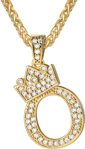 Vista 22 de U7 Crown Initial Number Necklace for Men Women A-Z Letter Pendant Chain a. Oro