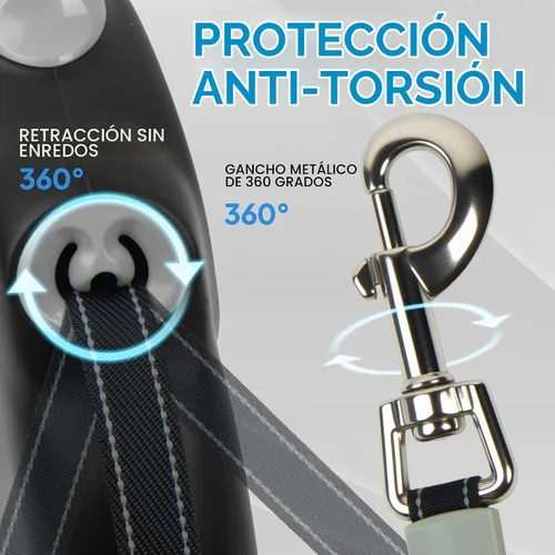 Vista 3 de Correa retráctil mejorada para perros grandes de hasta 110.2 lbs, cinta