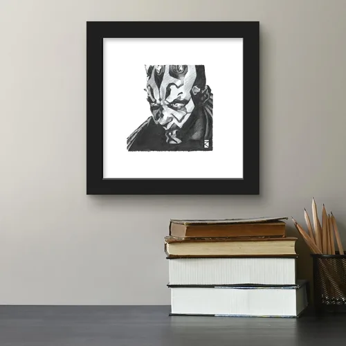 Vista 4 de Gallery Pops Star Wars: Saga - Darth Maul Sketch - Arte de pared, versión enmarcada negra, 12 x 12 pulgadas Versión con marco negro