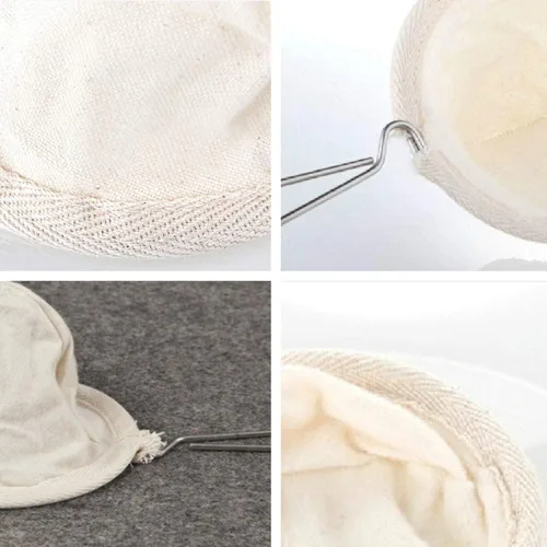 Vista 2 de 2 piezas reutilizables para calcetines de café, filtro de tela de acero inoxidable, filtro de té para oficina en casa, hecho a mano, colador de café
