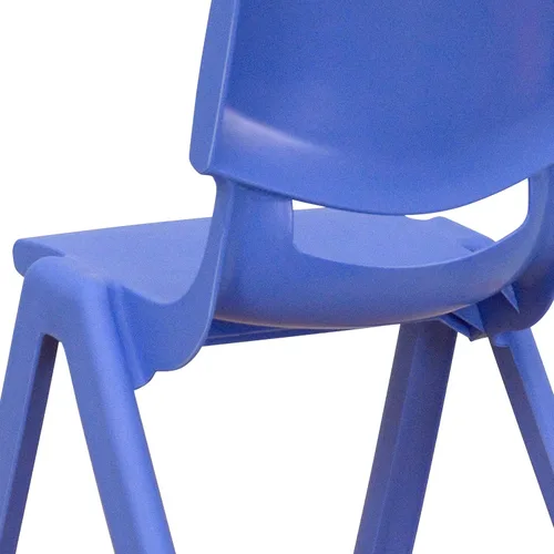 Vista 8 de EMMA + OLIVER Paquete de 2 sillas escolares apilables de plástico azul con asiento de 10.5 pulgadas de alto, silla preescolar