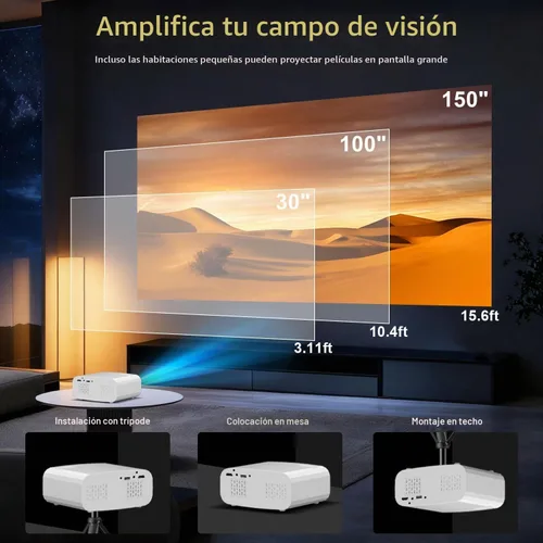 Vista 7 de Mini proyector inteligente, proyector portátil 1080P 4K